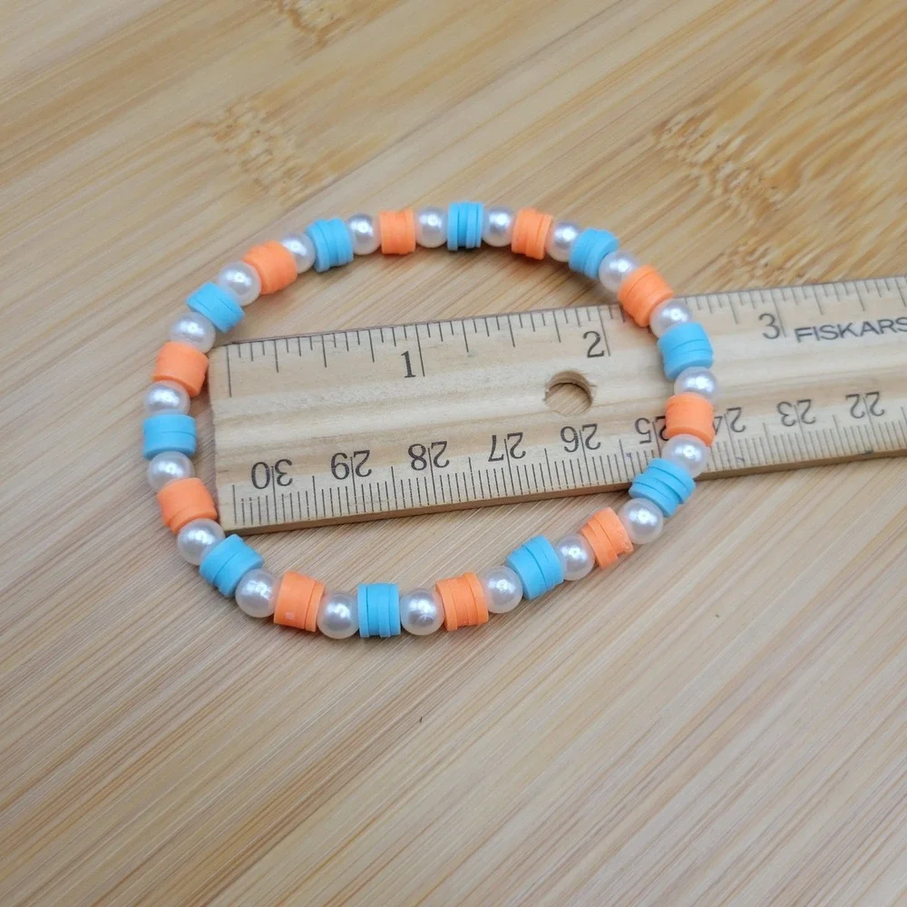 Handmade Clay Bead Seed Bead Bracelet Set of 4 Summer Turtle Theme Kids Jewelry