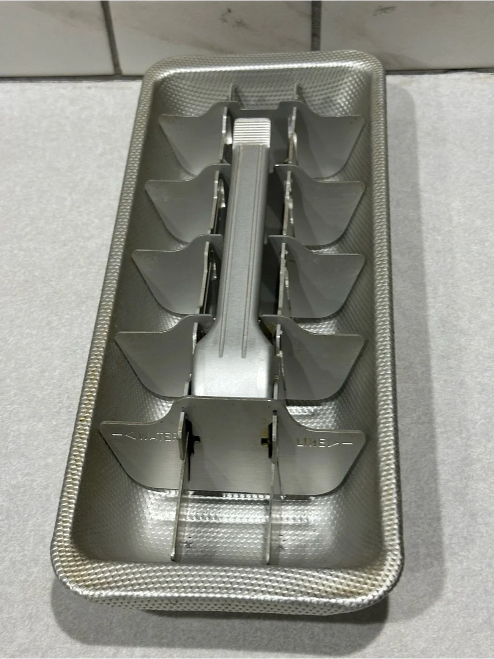Vintage ALUMINUM ICE CUBE TRAY - 18 Perfect Ice Cubes Some Dents In Aluminum