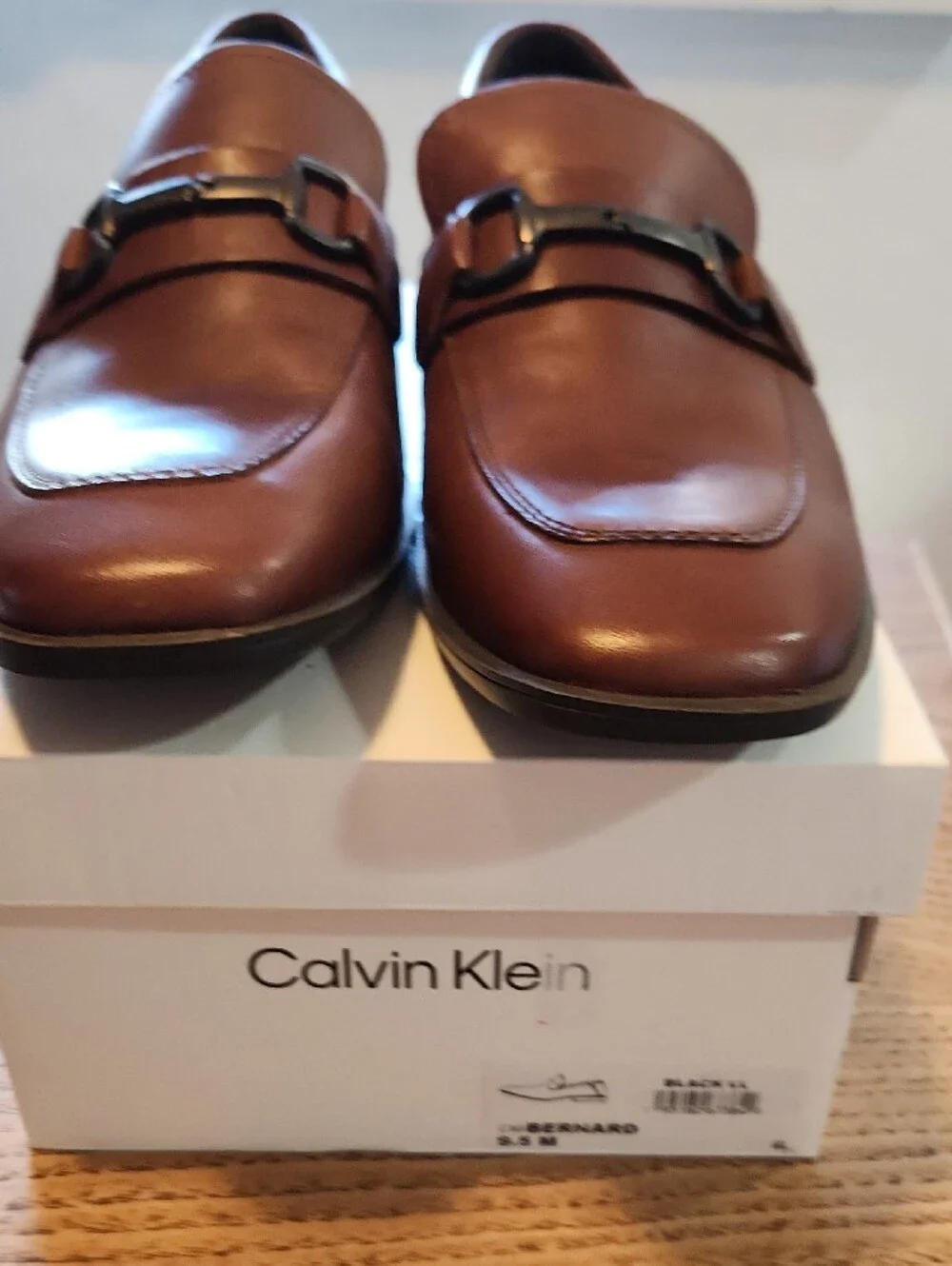 Calvin Klein Men’s Bronw Leather Bit Slip-On Loafers