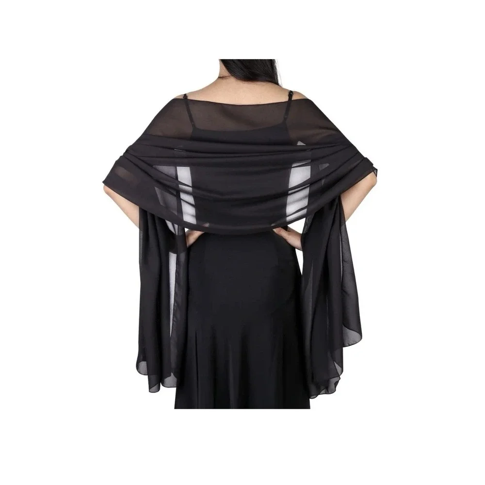 Ladiery Black Shawl Wraps for Women Evening Dresses, Chiffon Elegant Soft She...