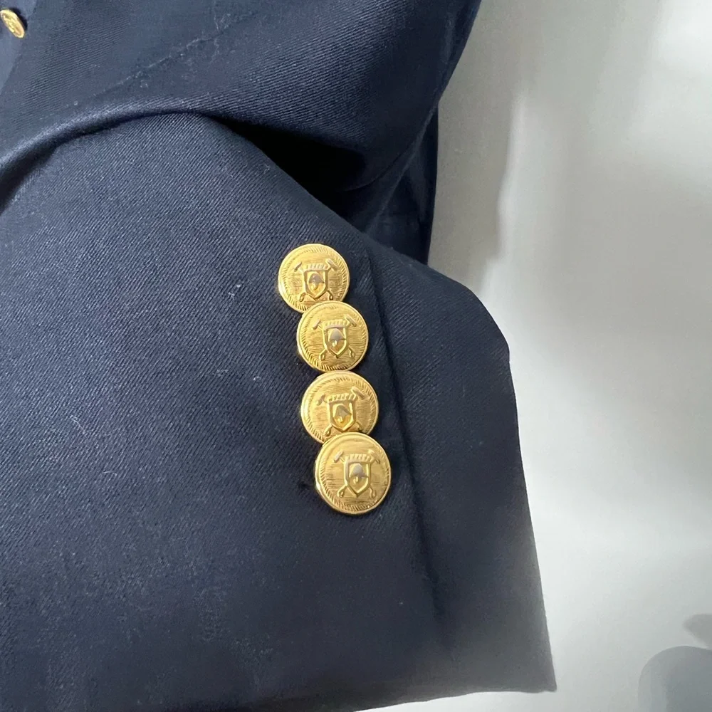LAUREN Ralph Lauren Men’s Wool Blazer Navy Blue Lined Gold Nautical Buttons