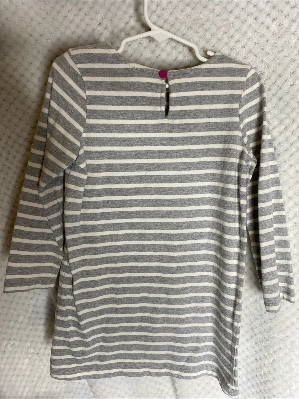 Gymboree Gray & Off White Striped Floral Long Sleeve Knit Dress