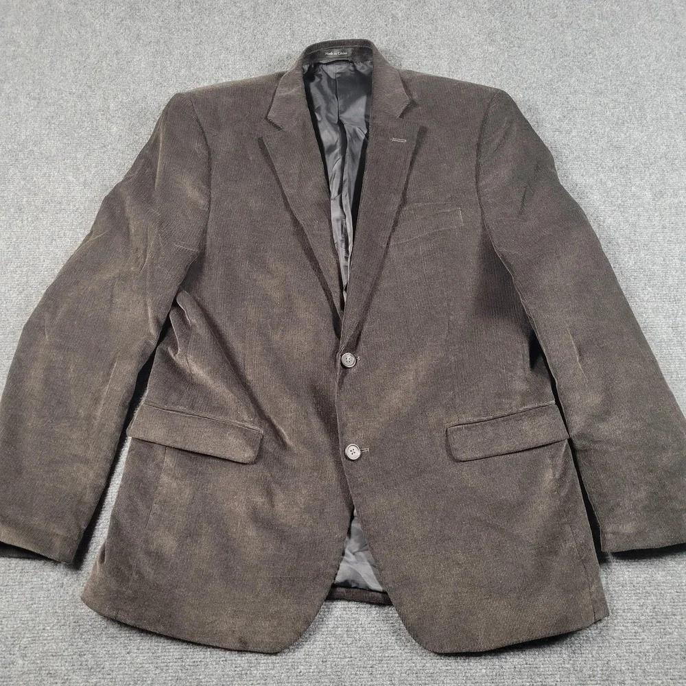 Chaps Blazer Mens 42R Gray Corduroy Slim Fit Sport Coat Two Button Double‎ Vent