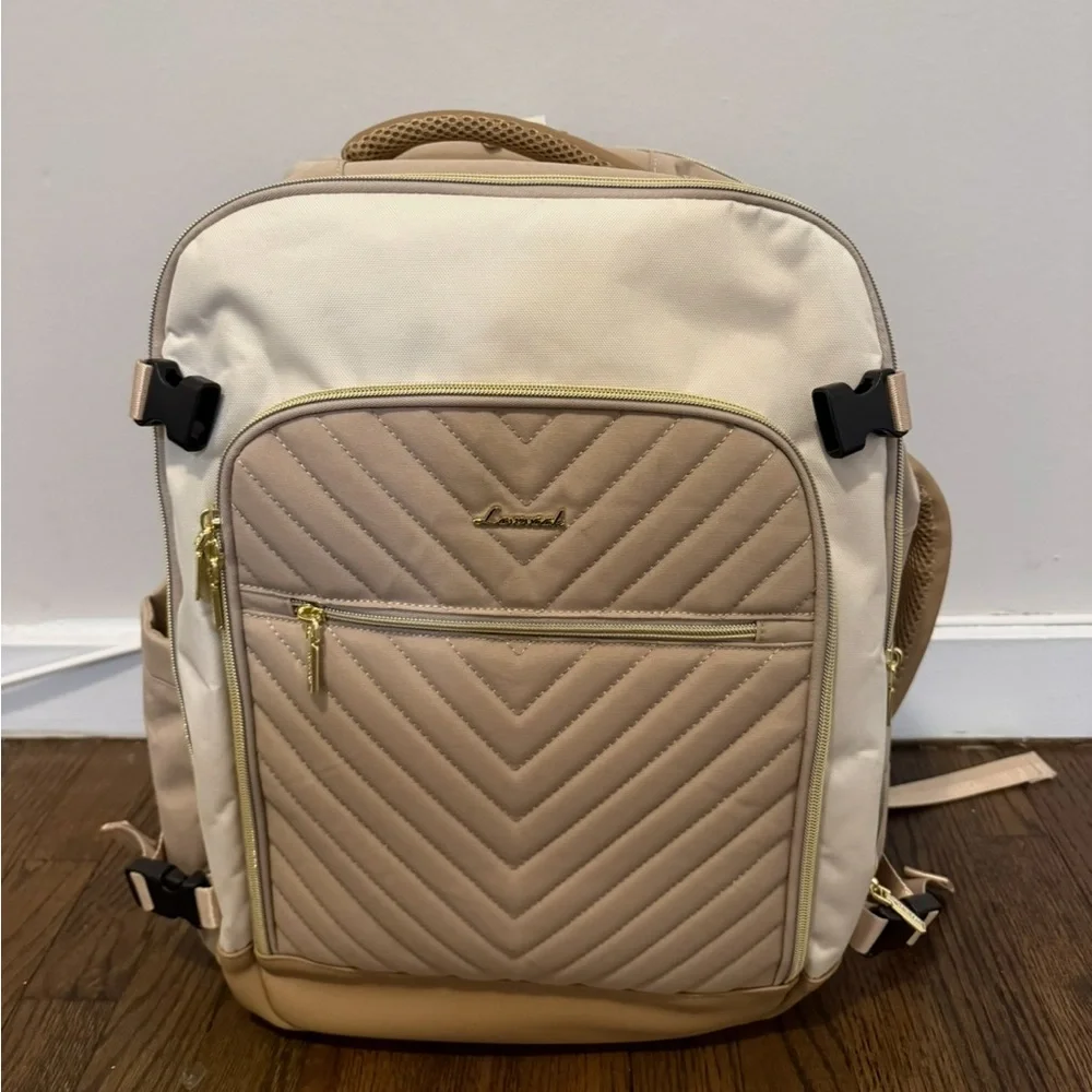 Beige and Cream Quilted Men’s Backpack