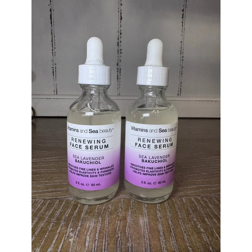 Lot of 2 Vitamins and Sea Beauty Renewing Face Serum Sea Lavender Bakuchiol 2oz