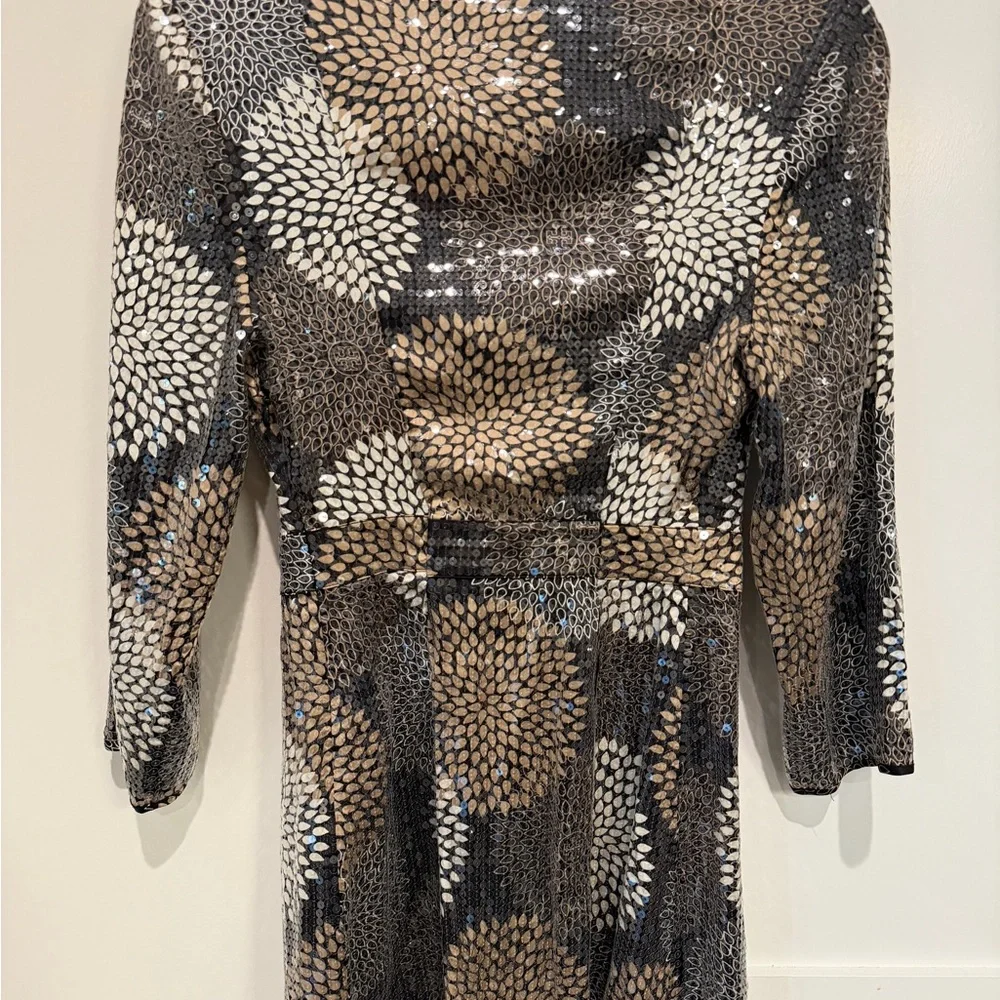 TORY BURCH Sequined Silk Dress With Pinhole Detail Size 2 cocktail party luxury