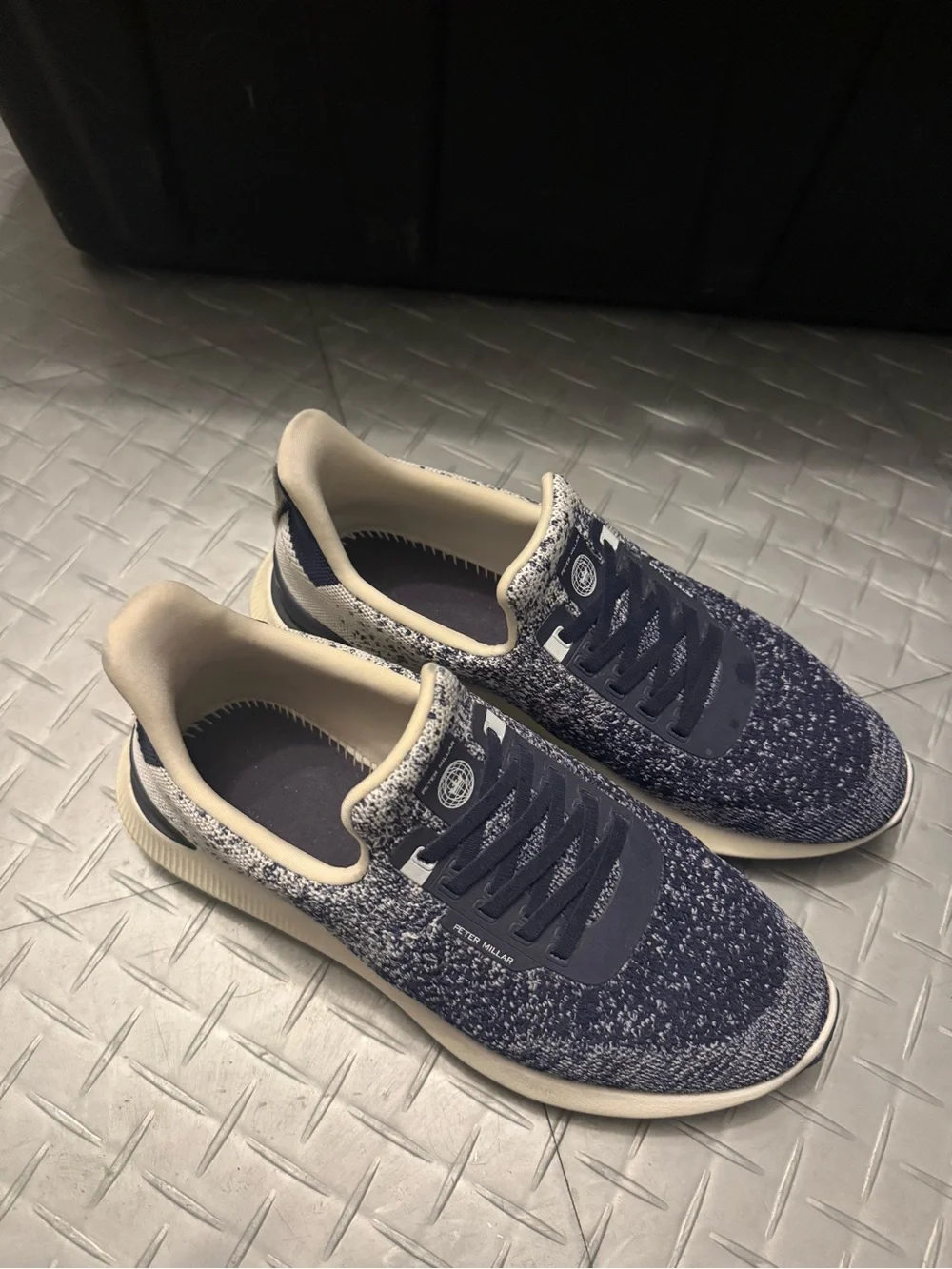 Peter Millar Knit Sneakers in Navy and Cream