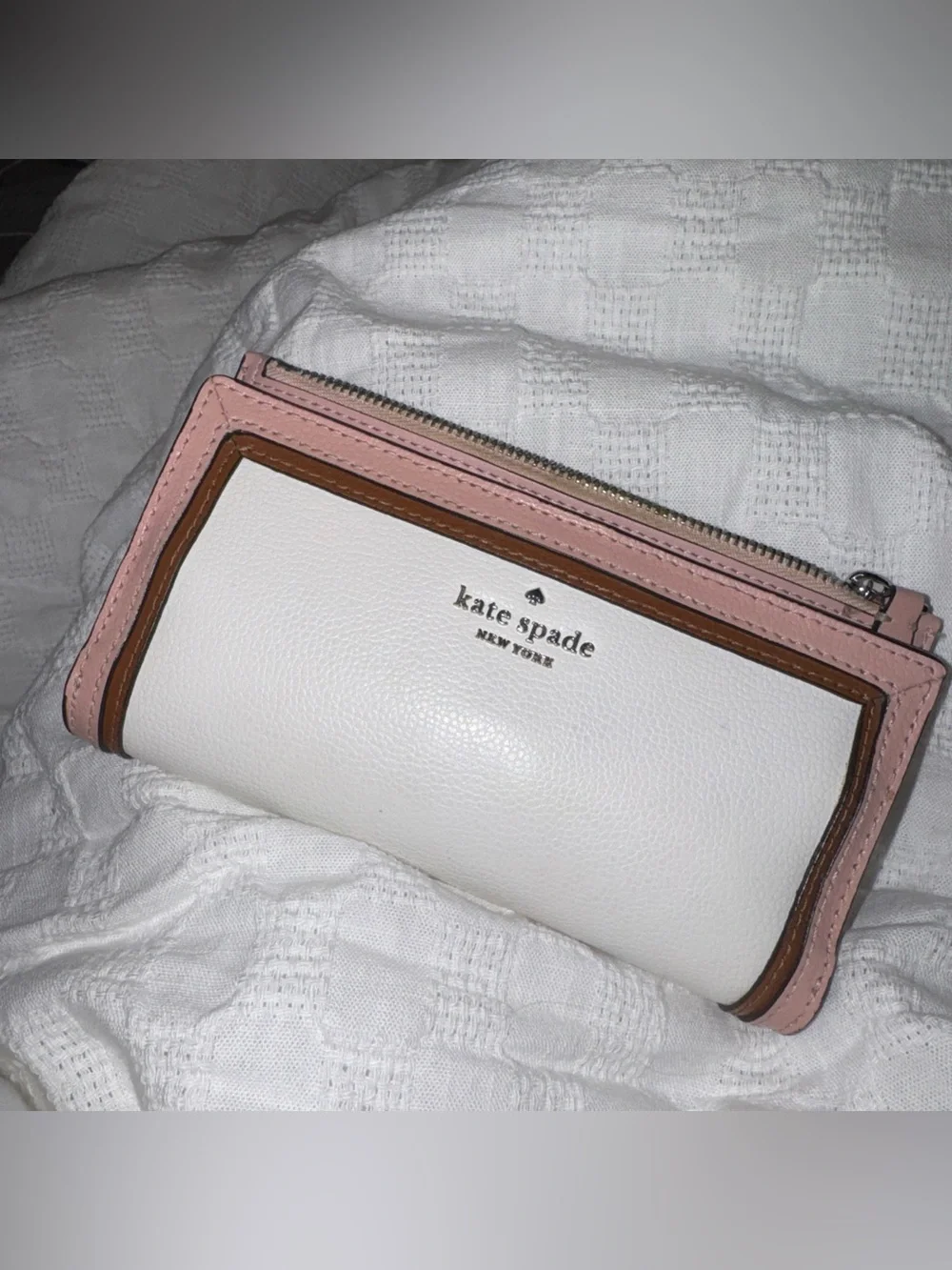 kate spade New York White and Pink Leather Wallet multicolored