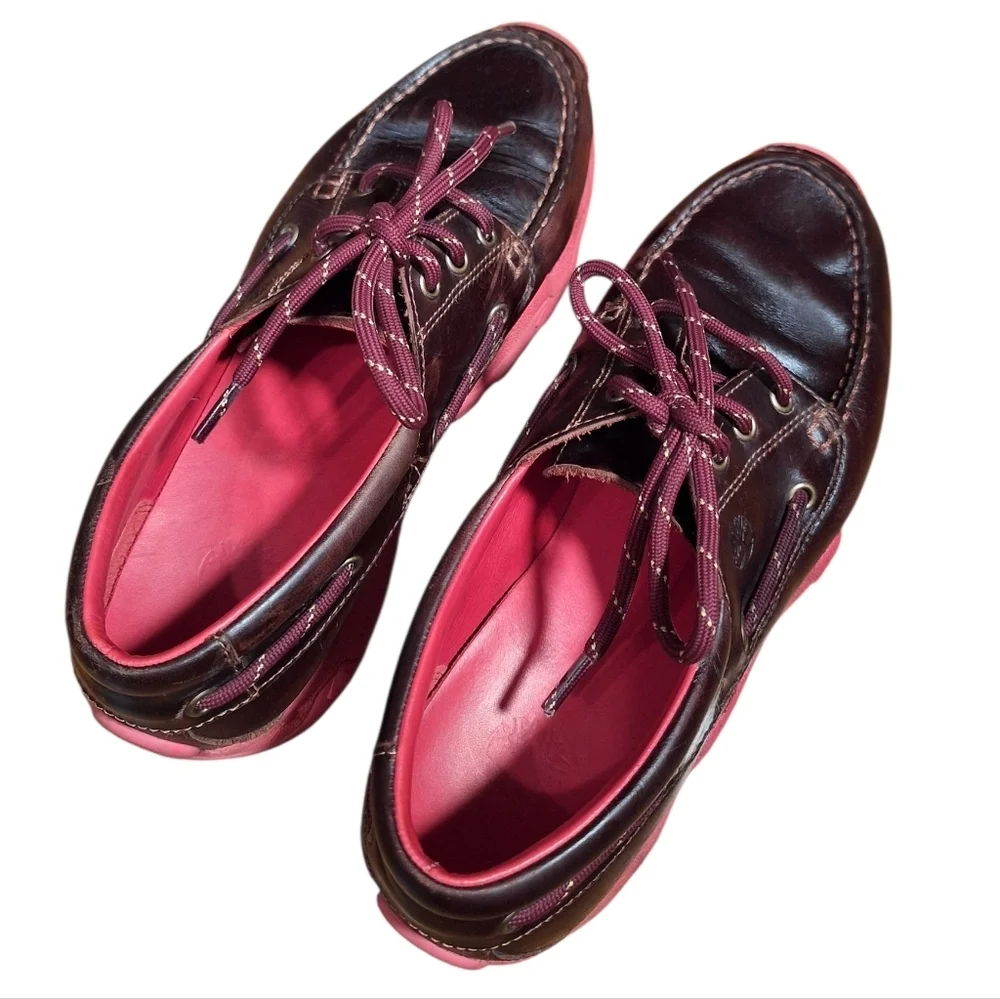 Timberland PRO Men’s Brown PINK  Boat Shoes Size 9 READ AD Old Money Preppy