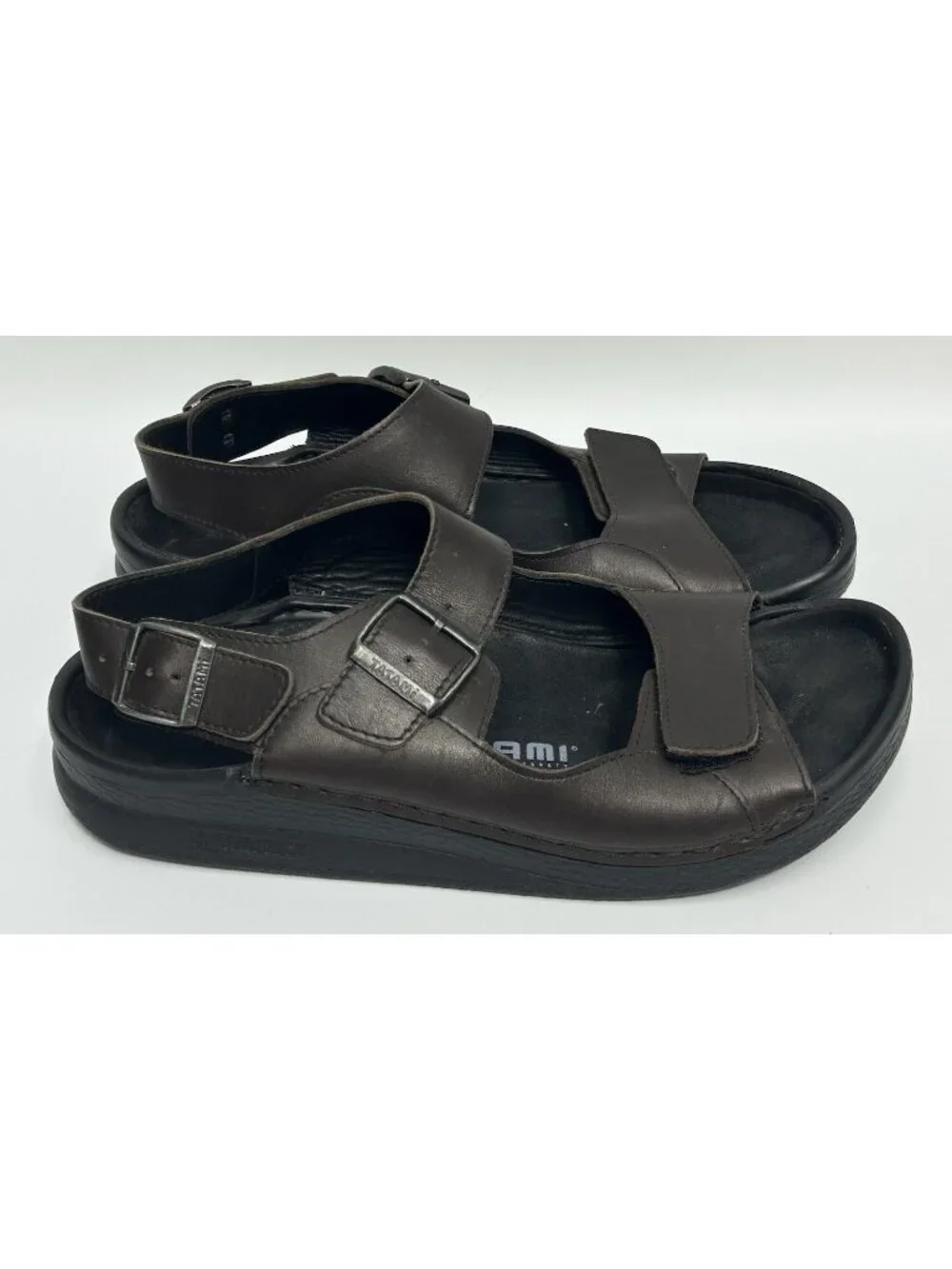Birkenstock Tatami Nebraska Sandals Men’s 12 EU 45 Brown Leather Buckle Strap