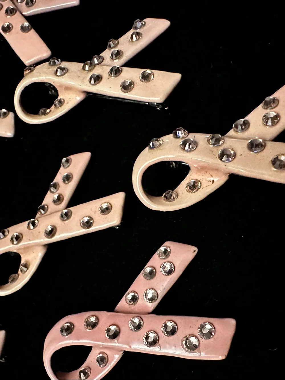 Vintage 2014 Pink Ribbon Crystal Awareness Pin - Women Accessories Lot of 8