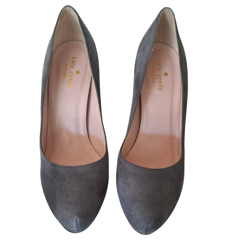 Kate Spade Pumps  Gray Suede‎ Heels Platform Stiletto 7.5