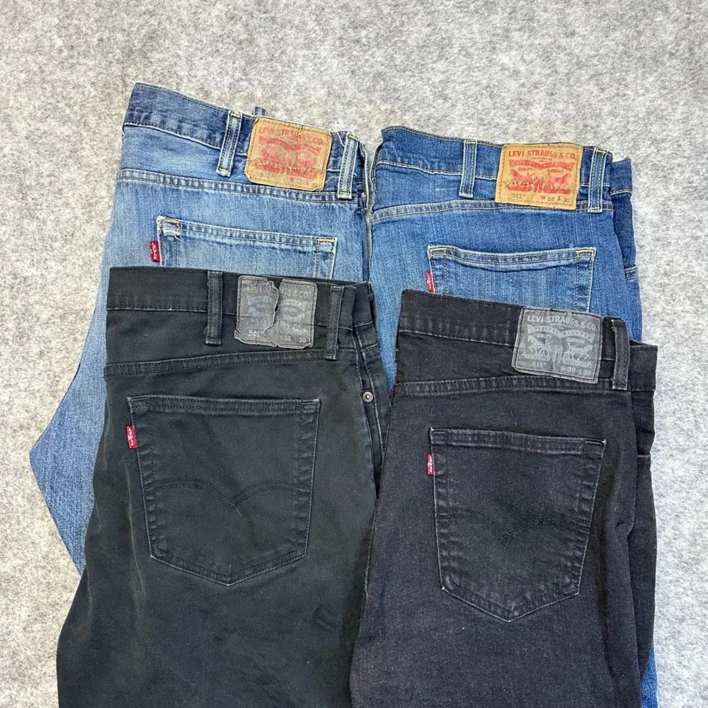 Lot of 4 Levi's Slim Jeans Men's 38x30 Blue Black 511 541 513 Denim Work Pants