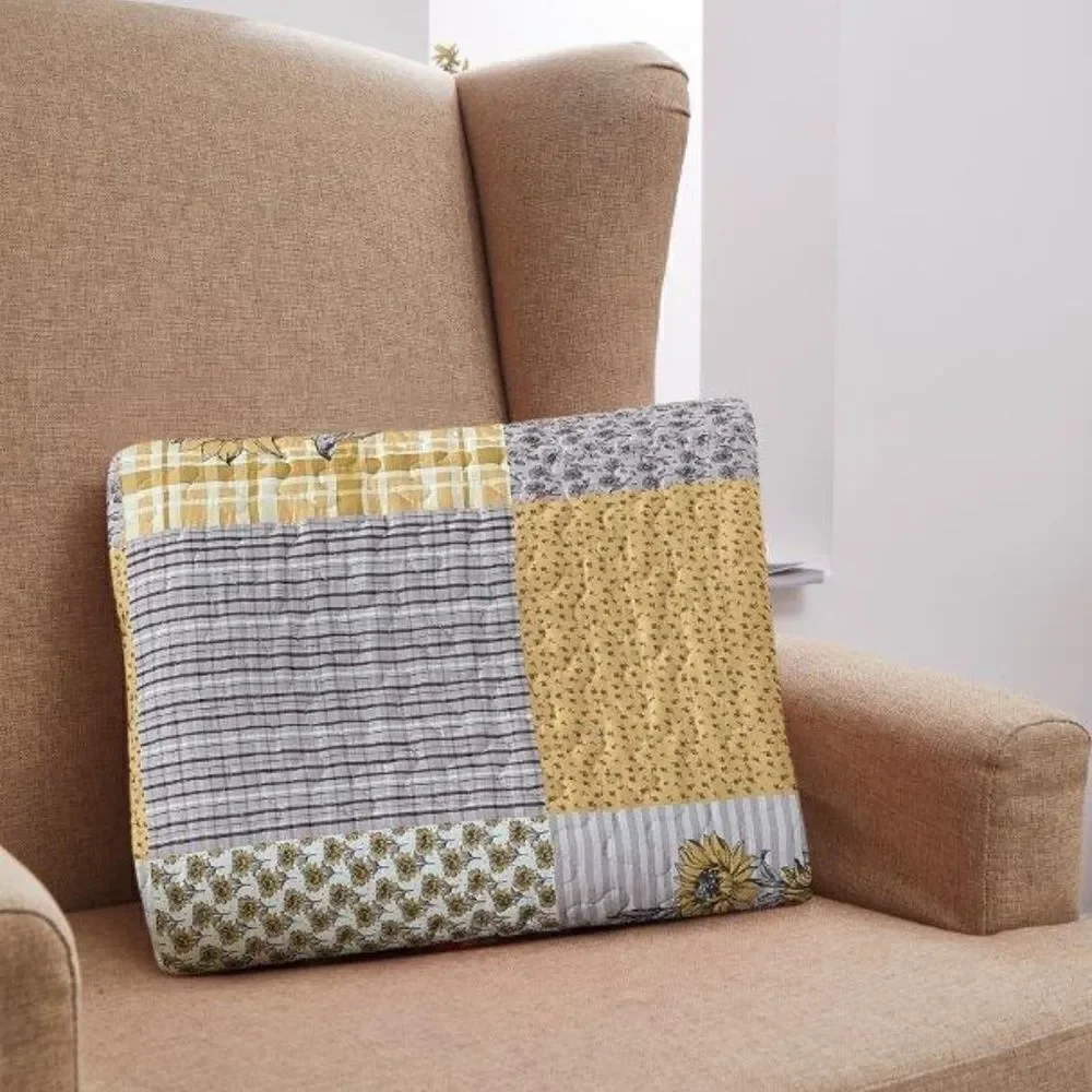 Sunflower Patch Printed Quilted Throw Blanket Farmhouse Country Farmhouse