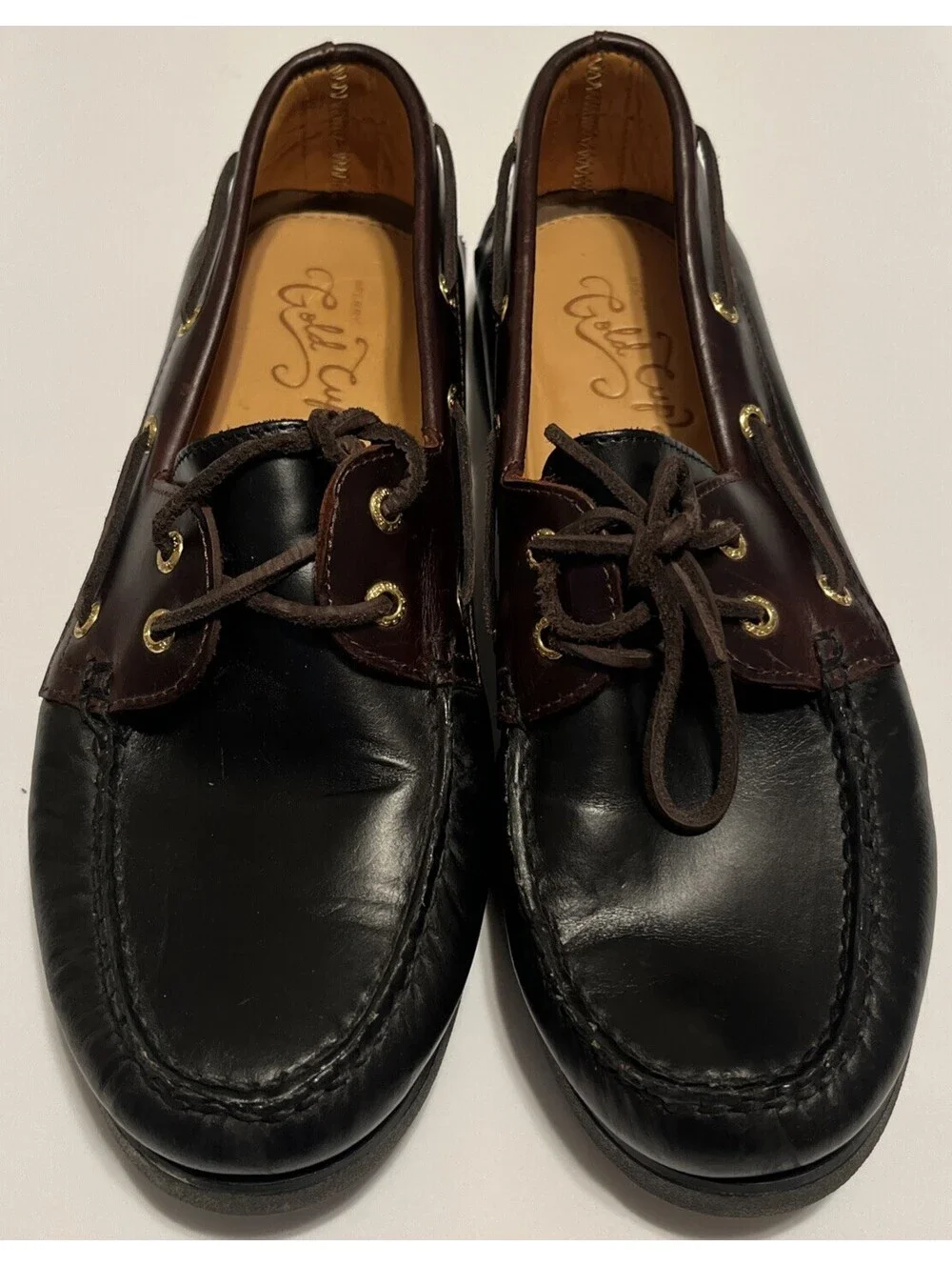 Sperry Top-Sider Gold Cup A/O 2-Eye Boat Shoes Black Leather Mens 11 STS12955