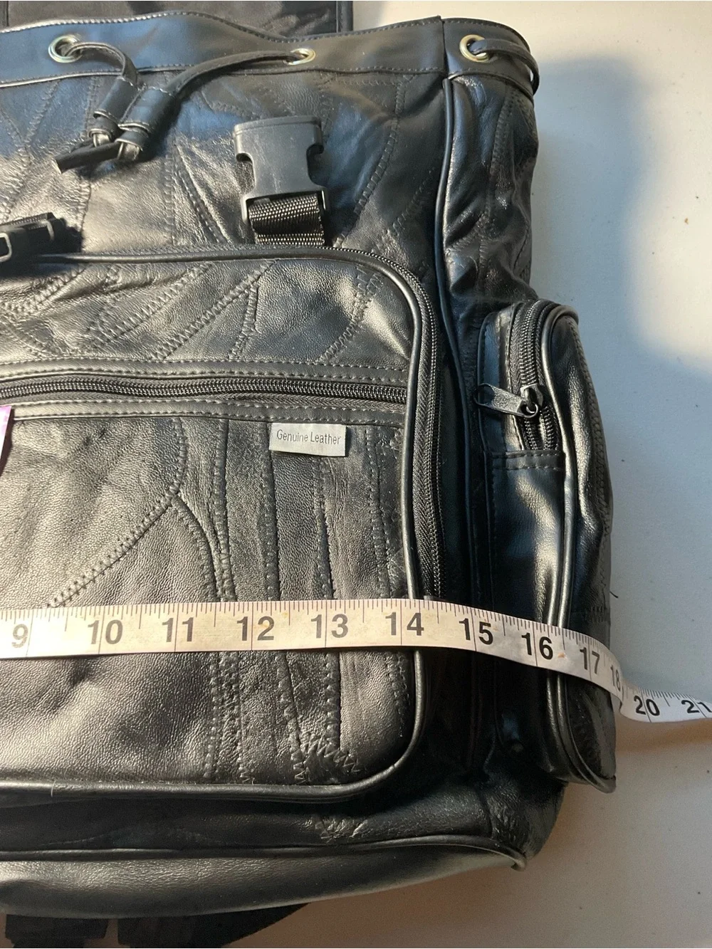 Embassy USA Genuine Leather Black Multi-Pocket Backpack Travel Laptop Bag NWT