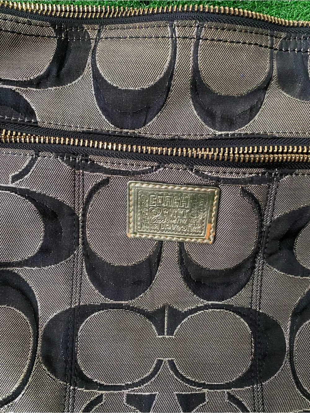 Vintage Coach #18135 Black & Gold Canvas Leather Trim Shoulder/Crossbody