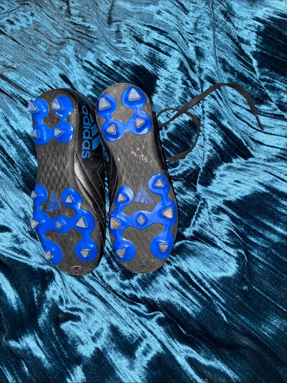adidas Black and Blue Kids Soccer Shoes