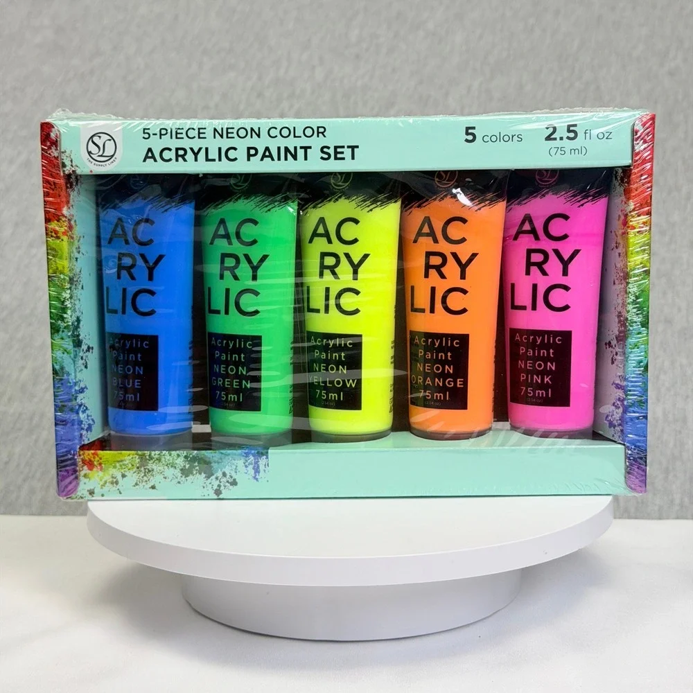 The Supply Lines 5 Piece Neon Acrylic Paint Set 2.5oz Tubes Fluorescent 003-6794