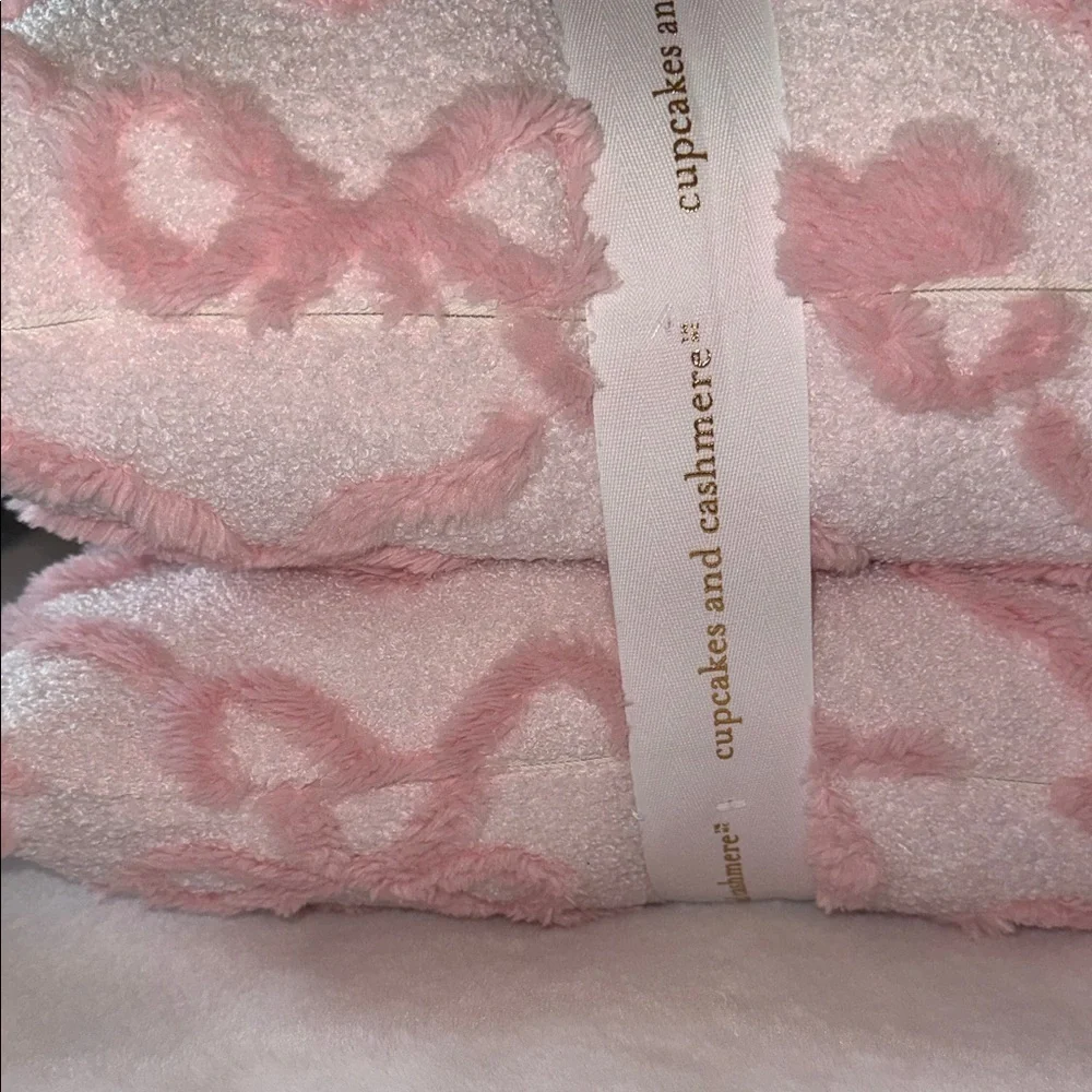 cupcakes & cashmere Blush Heart ribbon bow valentine’s Day 2 pack pillows