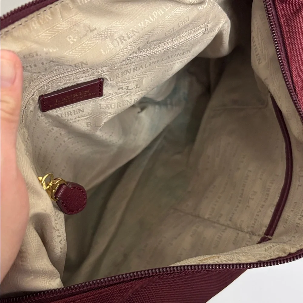 Lauren Ralph Lauren Deep Red Hobo Shoulder Bag - Medium Size