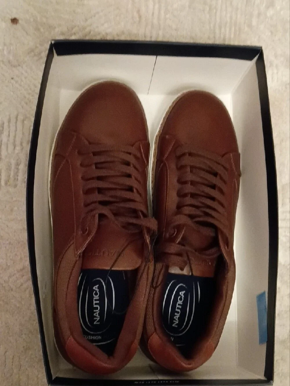 Nautica Brown Leather Low-Top Sneakers