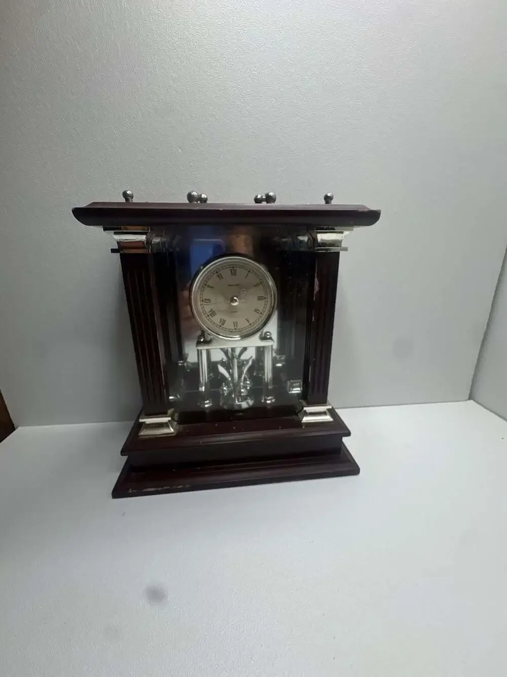 Wallace Silversmiths Quartz Mahogany Carriage Style Mantle Clock