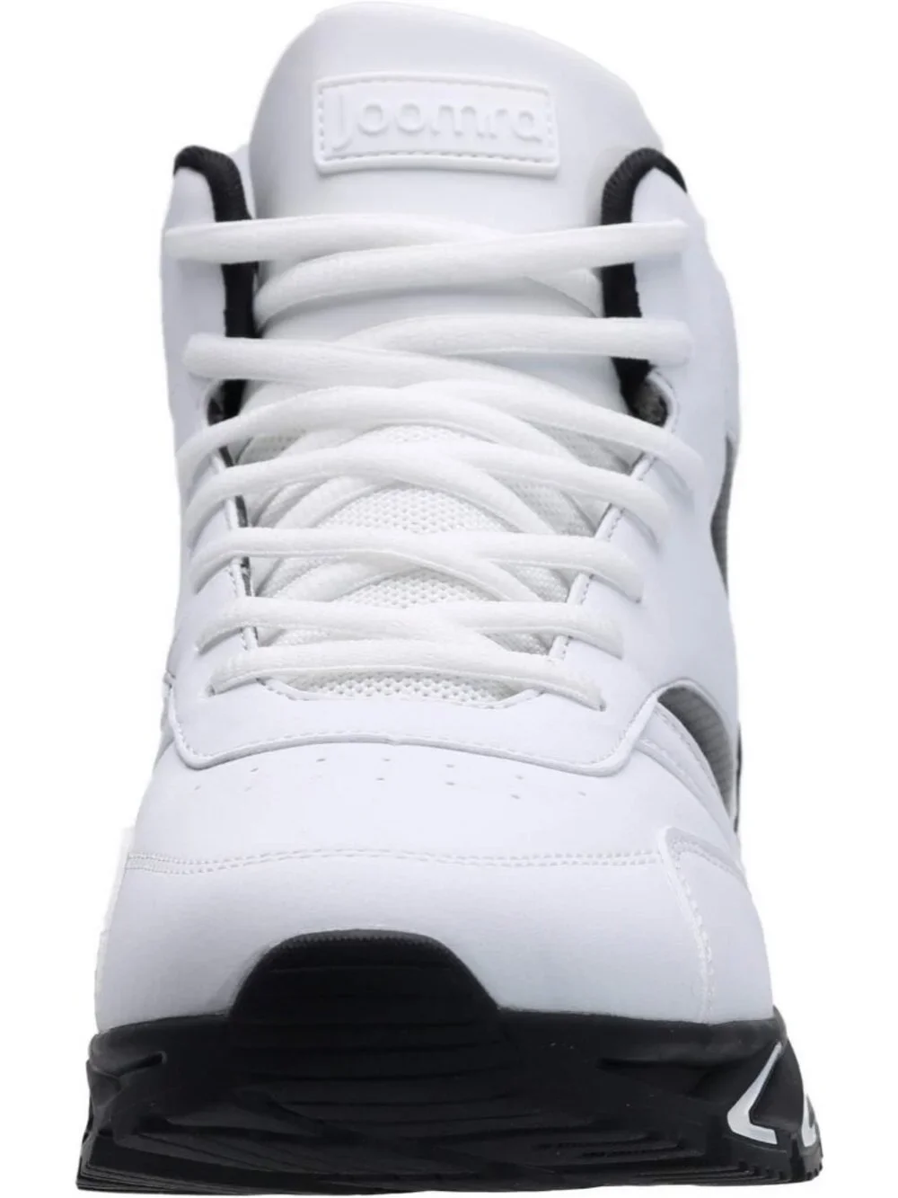 Joomra Men's White2 Rubber Leather High Top Athletic Inspired Lace Up Sneaker