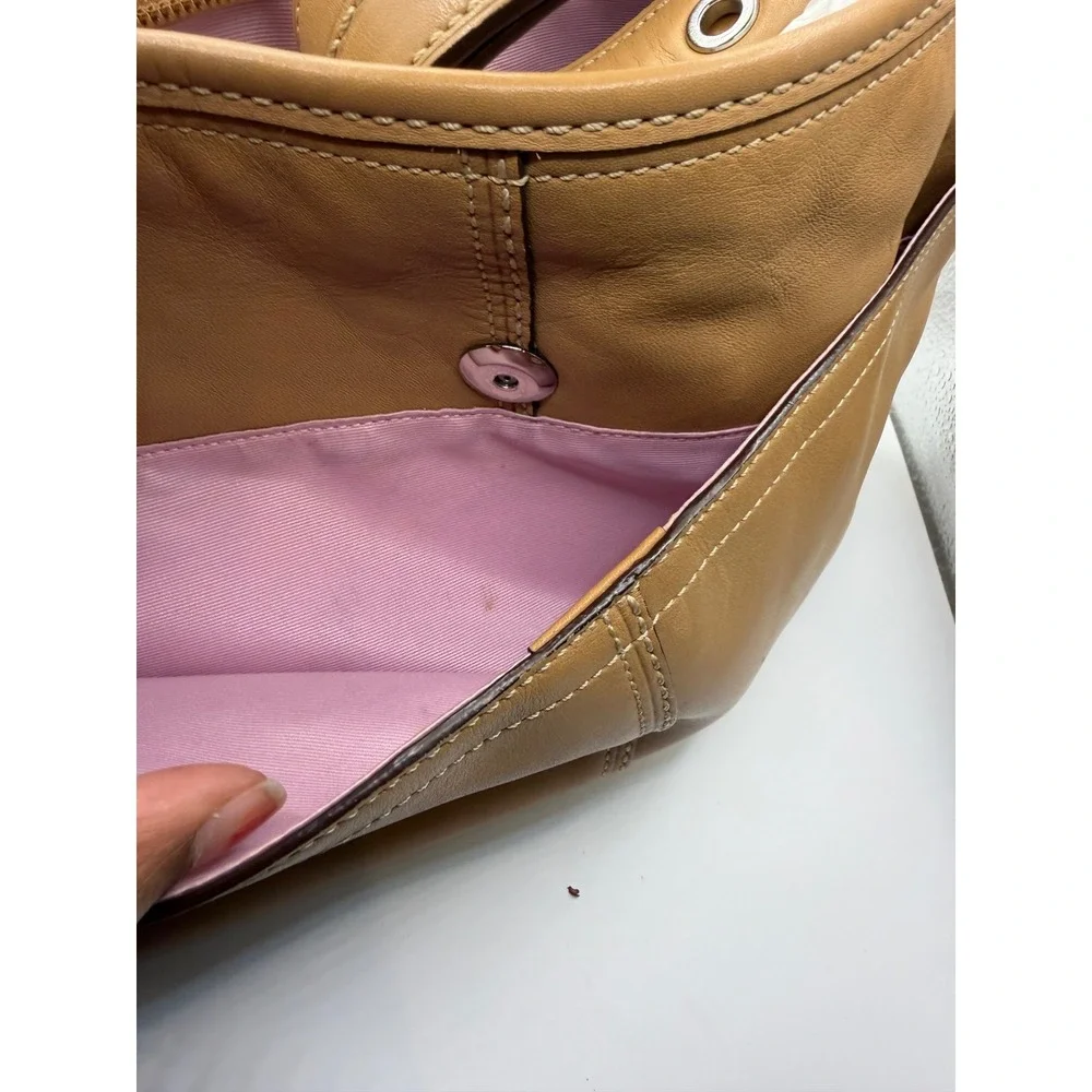 Coach‎ Ergo Tan Leather Hobo Bag Shoulder Purse F13354 Lilac Lining