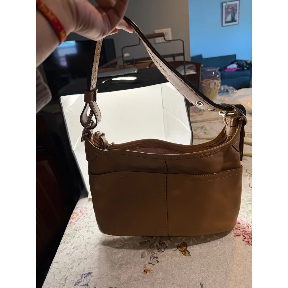 Coach‎ Ergo Tan Leather Hobo Bag Shoulder Purse F13354 Lilac Lining