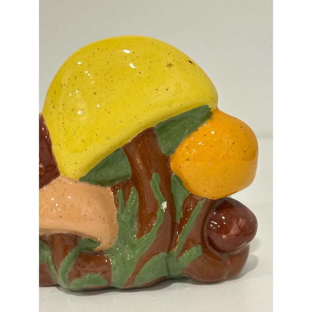 Vintage Ceramic Mushroom Sugar Bowl and Napkin Holder Set Retro Kitchen Decor‎