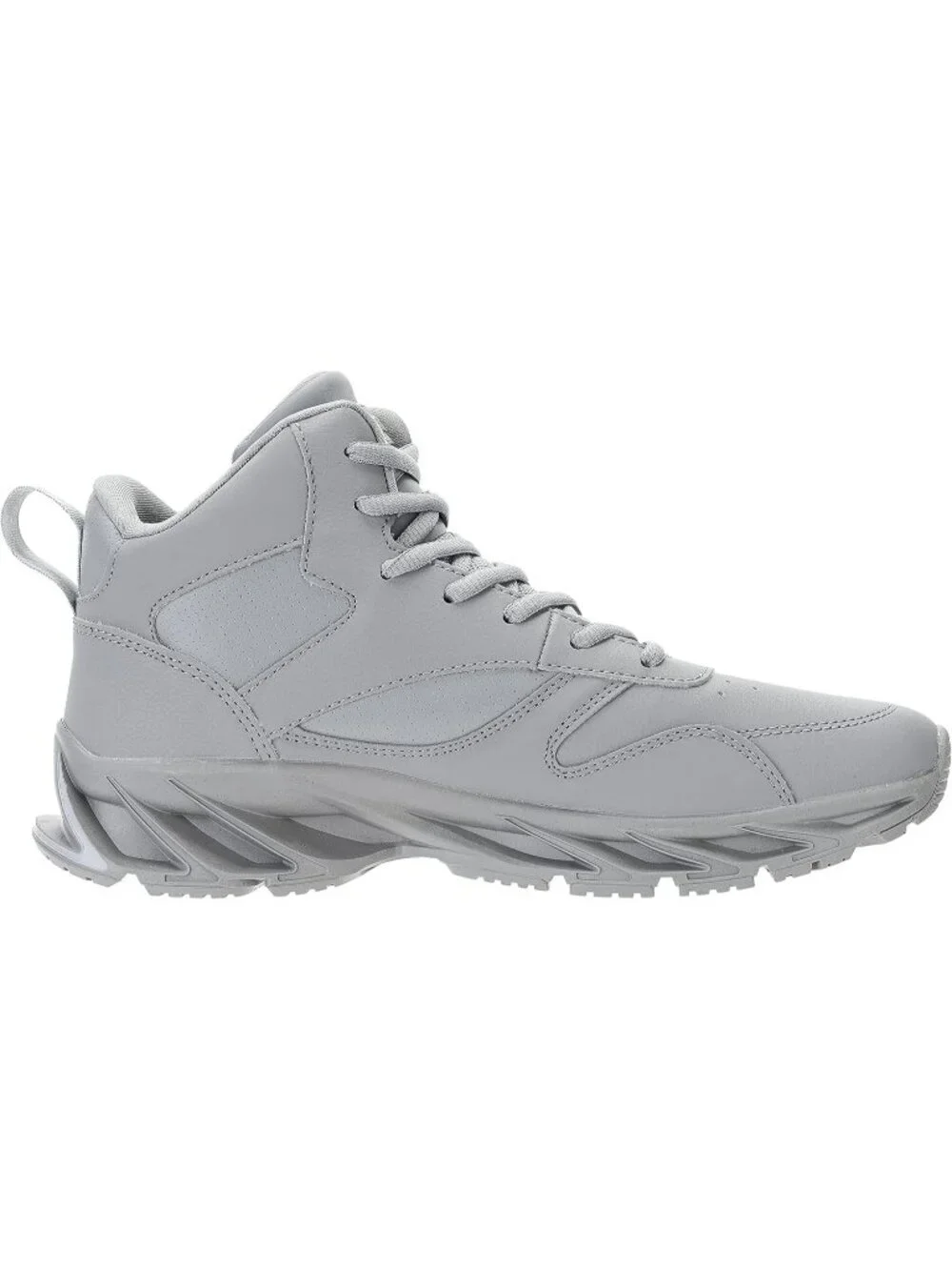 Joomra Men's Grey Rubber Leather High Top Athletic Inspired Lace Up Sneaker