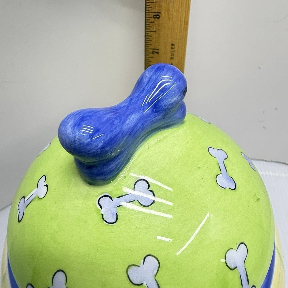 Rare 90's Y2K Find Vintage Hausenware Dog Treat Jar Hand Painted Ceramic