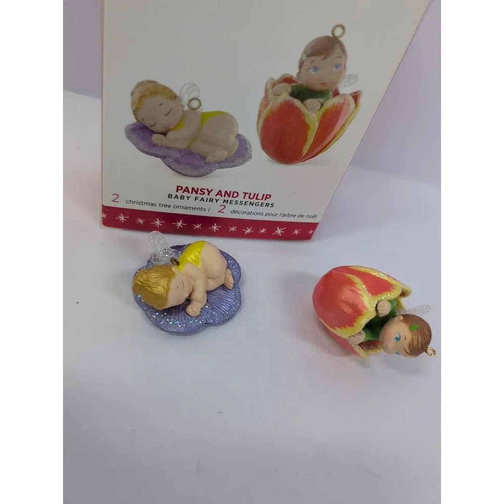 2016 Pansy & Tulip‎ ~ 2nd Baby Fairy Messangers ~ 2 Hallmark Miniature Ornaments