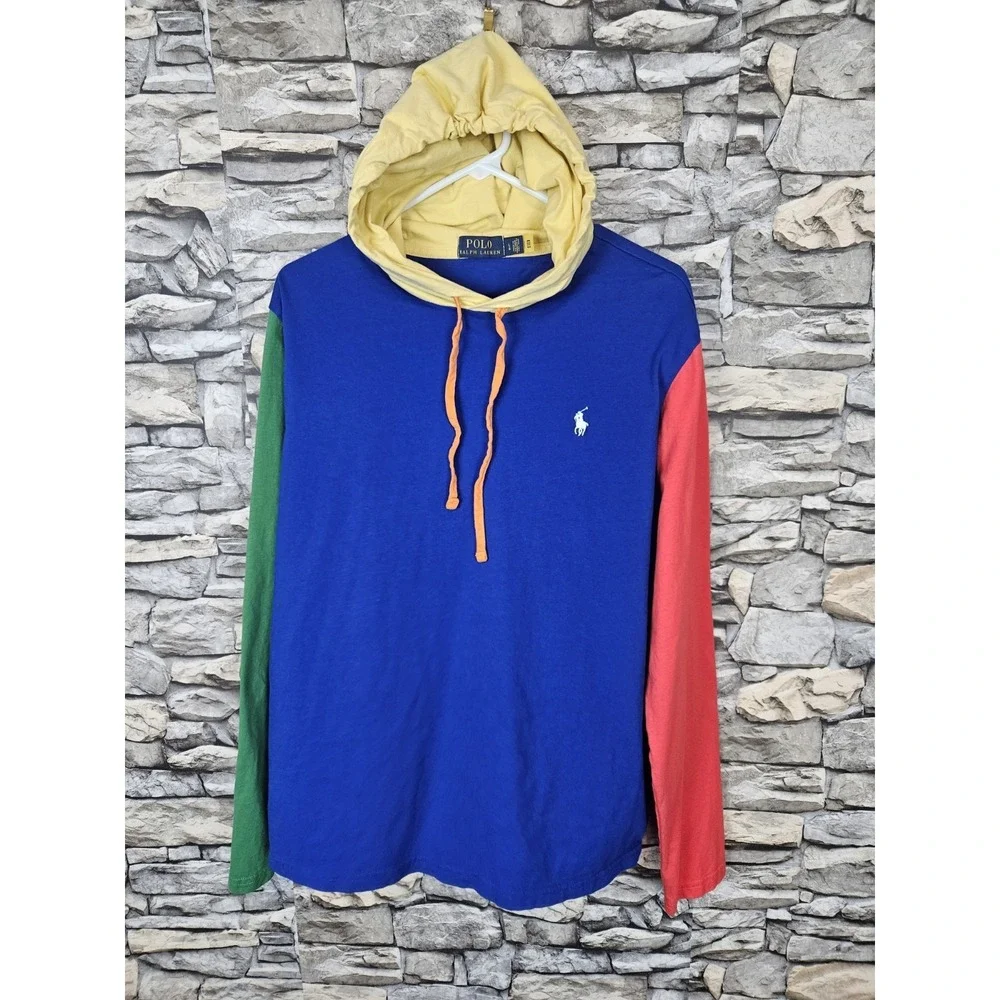 Polo Ralph Lauren Men's Long Sleeve Hooded Color Block Shirt Large