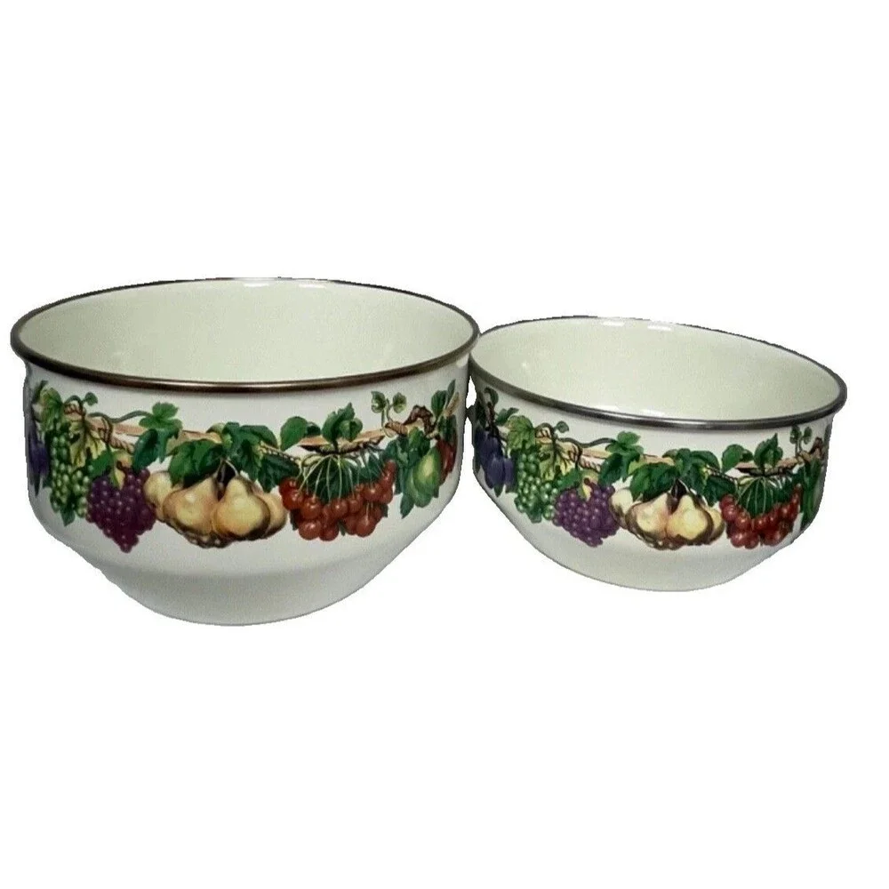 Vintage Vitroceramic Enamel Nesting Serving Stovetop Bowls Tabletops