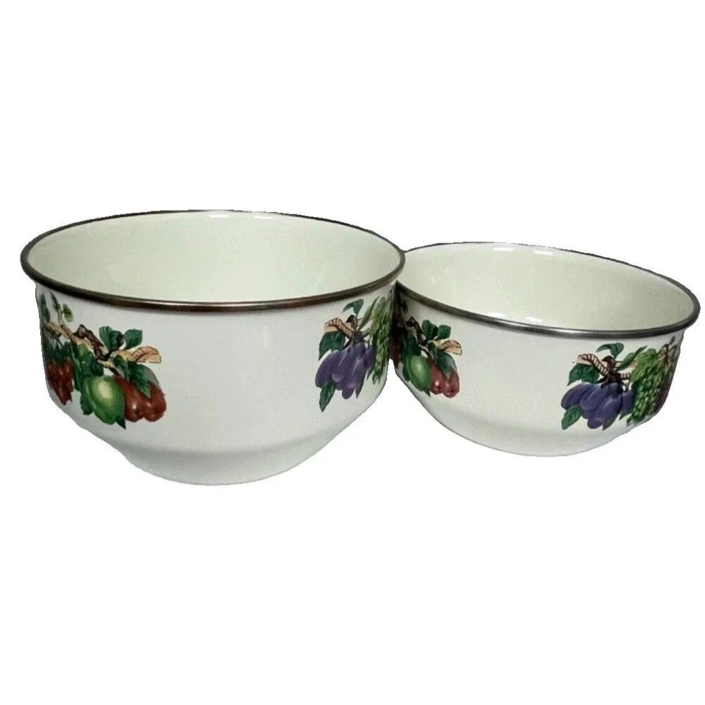 Vintage Vitroceramic Enamel Nesting Serving Stovetop Bowls Tabletops