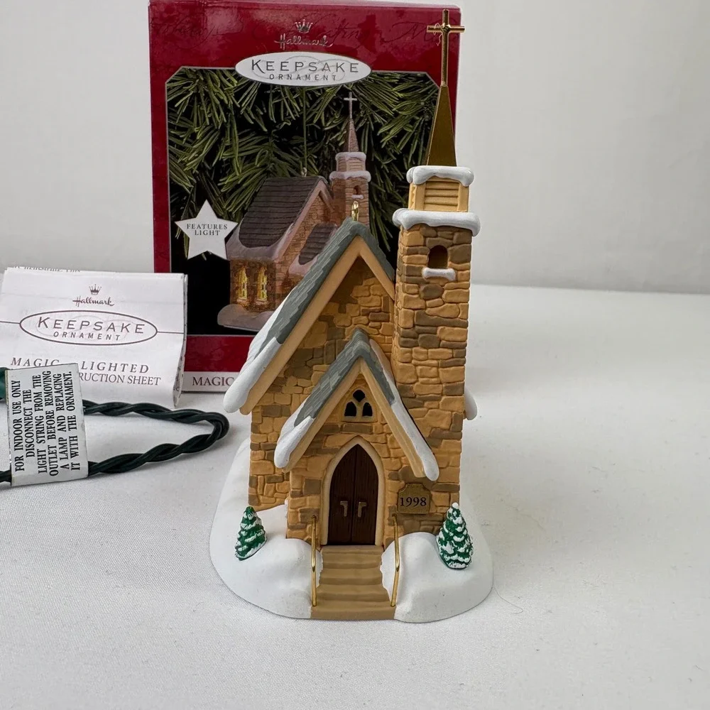 Hallmark Keepsake Stone‎ Church Candlelight Services 1998 Magic Lighted Ornament