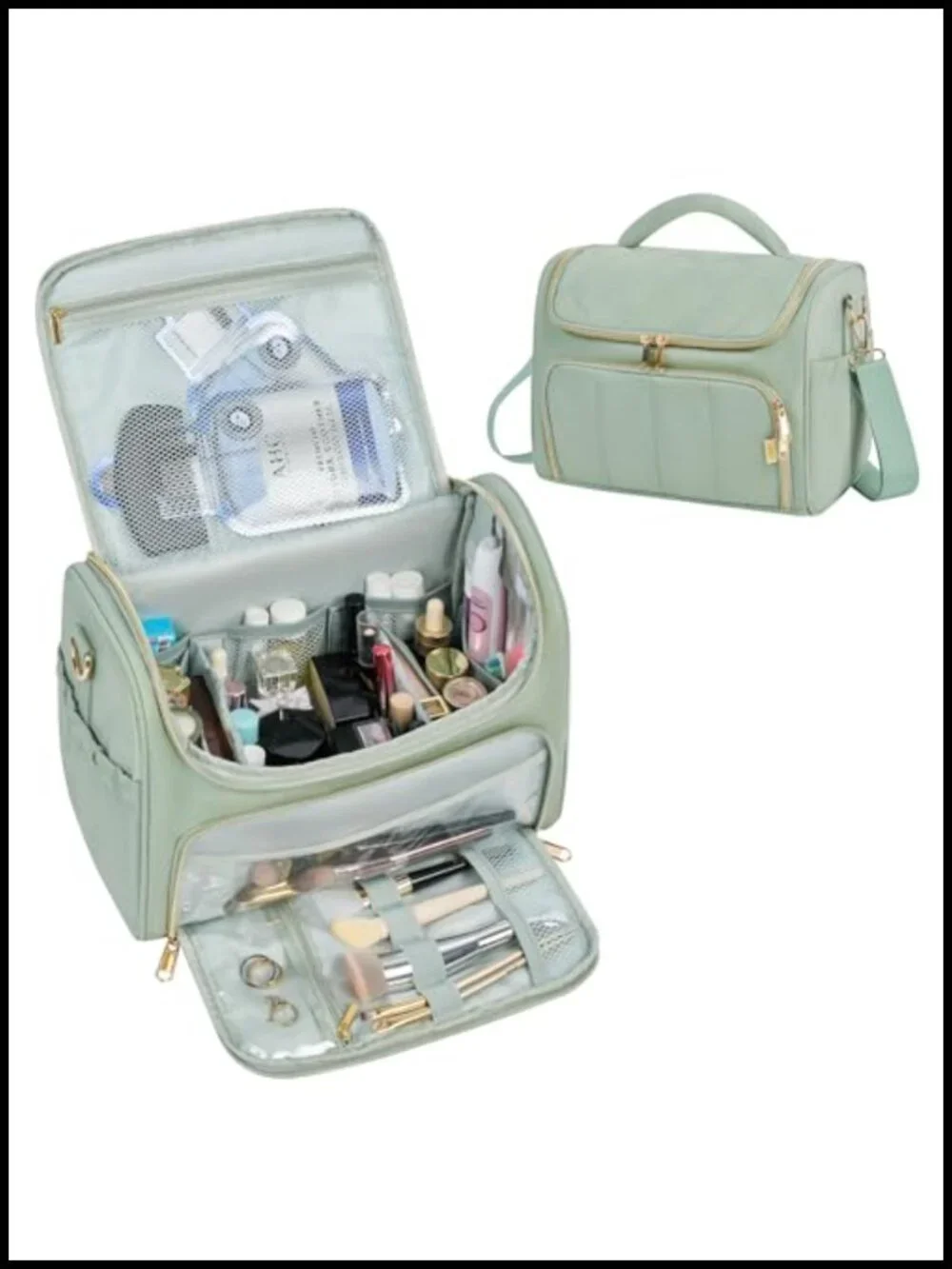 Large Waterproof Toiletry Bag with Handle and Shoulder Strap