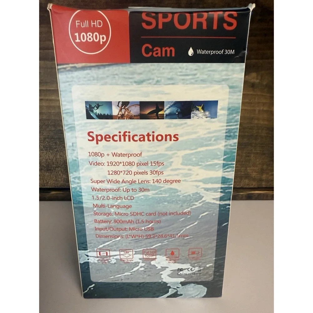Sports Cam‎ 1080p, 2.0 Inch Screen, waterproof 30M, Full HD 1080p