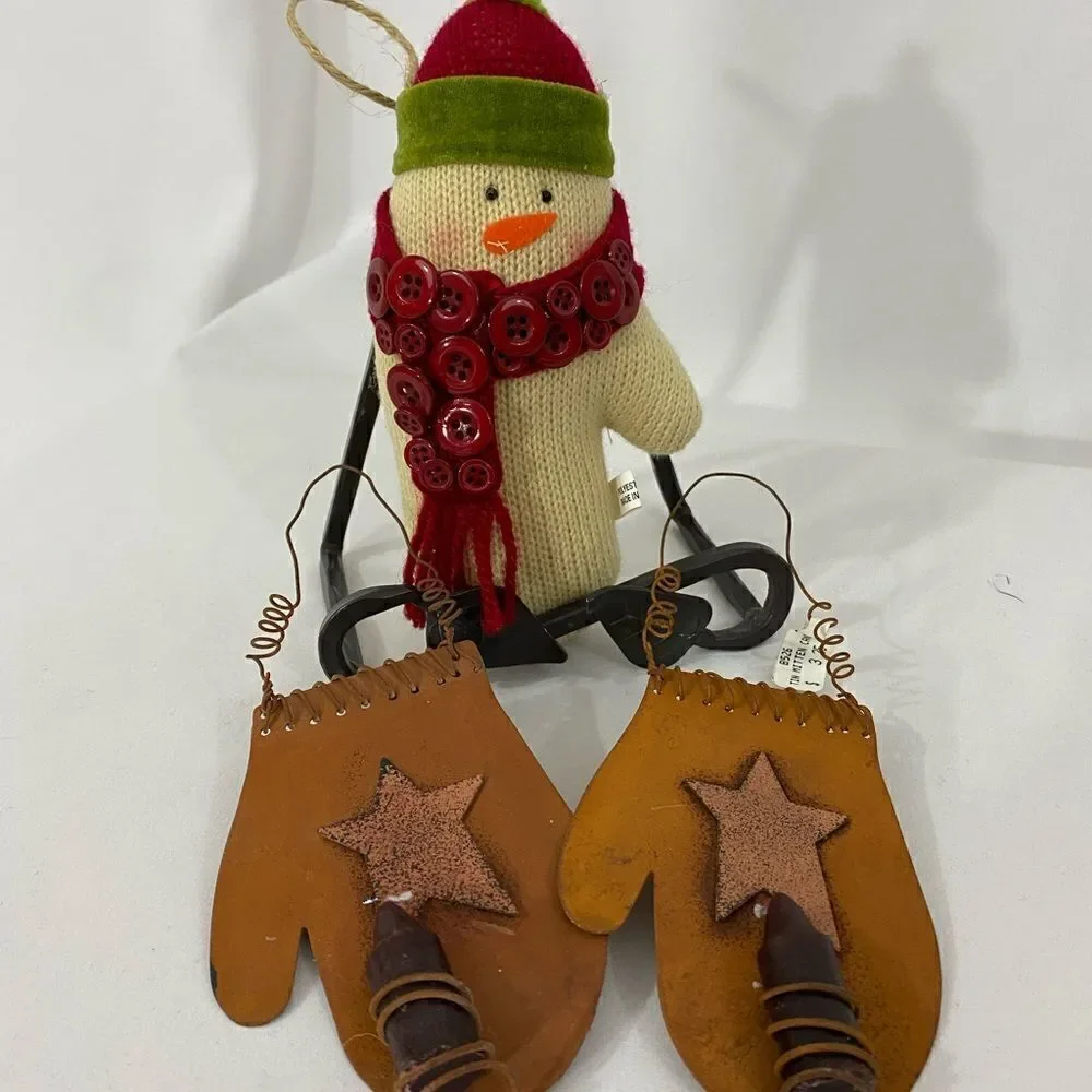 NWT Snowman Knitted Ornament with Mitten Ornaments