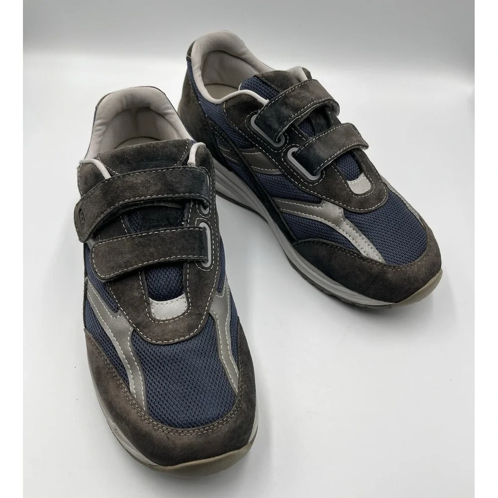 SAS JV Mesh Sneakers Mens‎ 11 Blue Gray Suede Comfort Walking Shoes Hook Loop