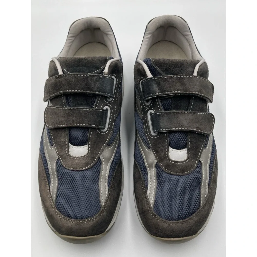 SAS JV Mesh Sneakers Mens‎ 11 Blue Gray Suede Comfort Walking Shoes Hook Loop