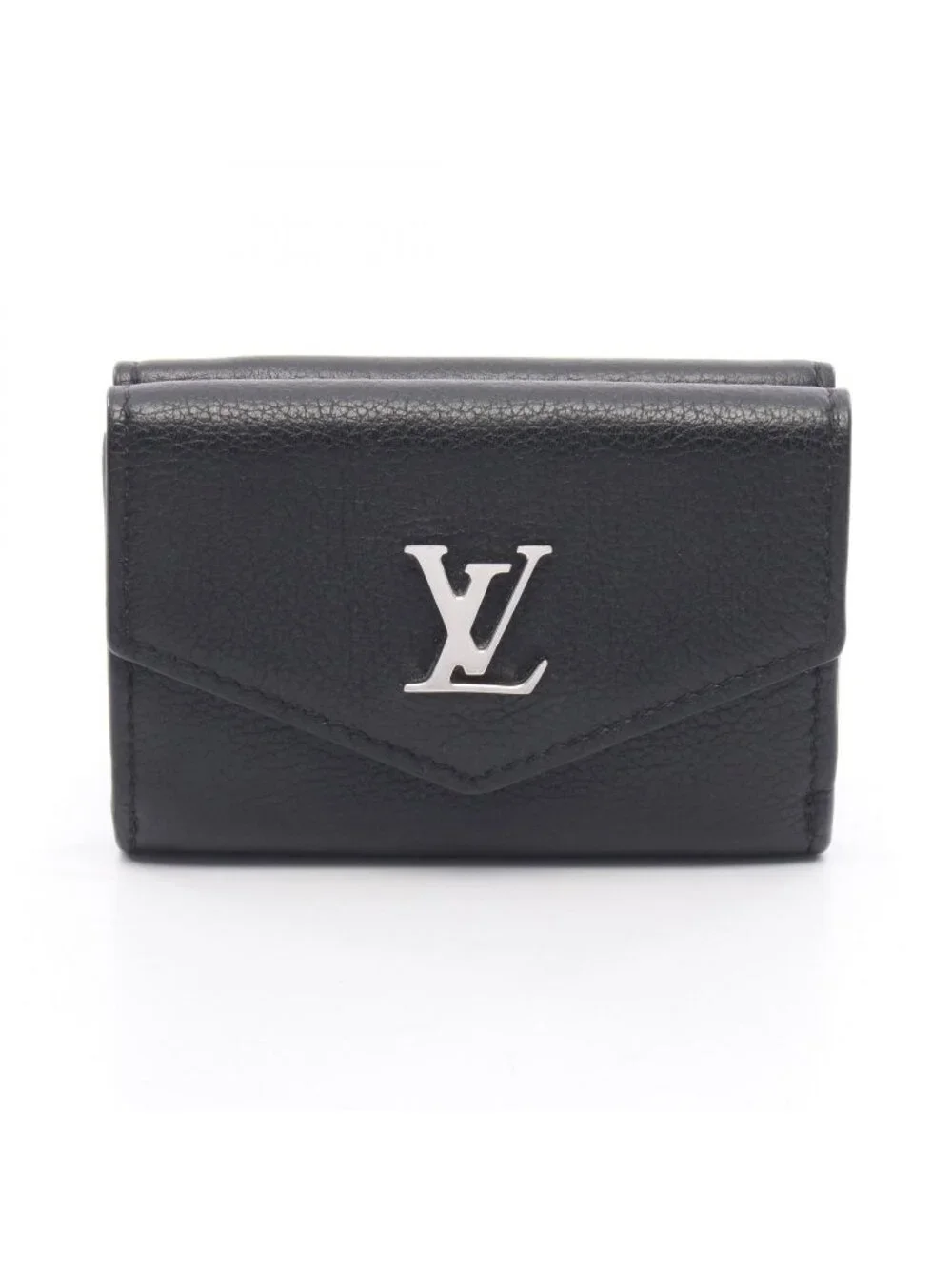 Louis Vuitton Trifold Wallet Portefeuille Lock Mini Noir Leather
