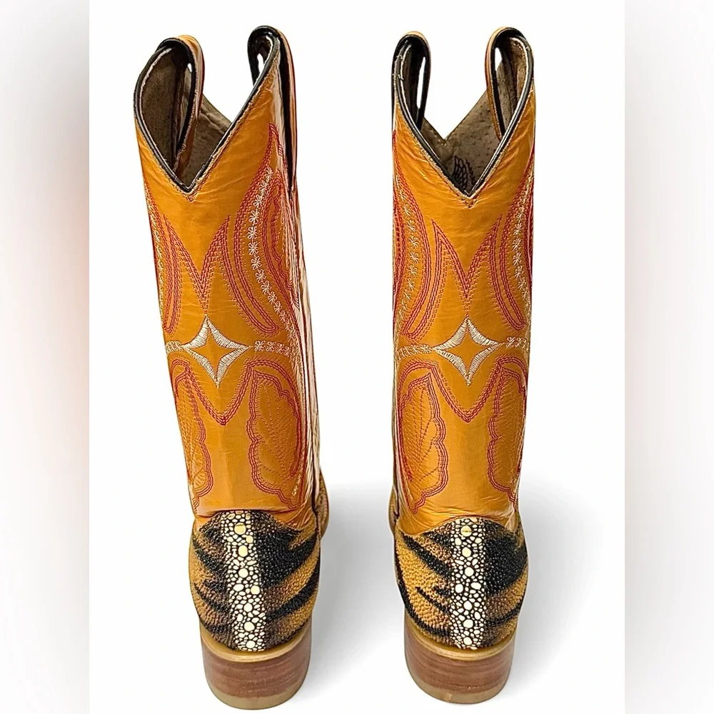 Aguila Real Wild Thang Tiger-Ray Exotic Print Western Boots Men’s 7 M