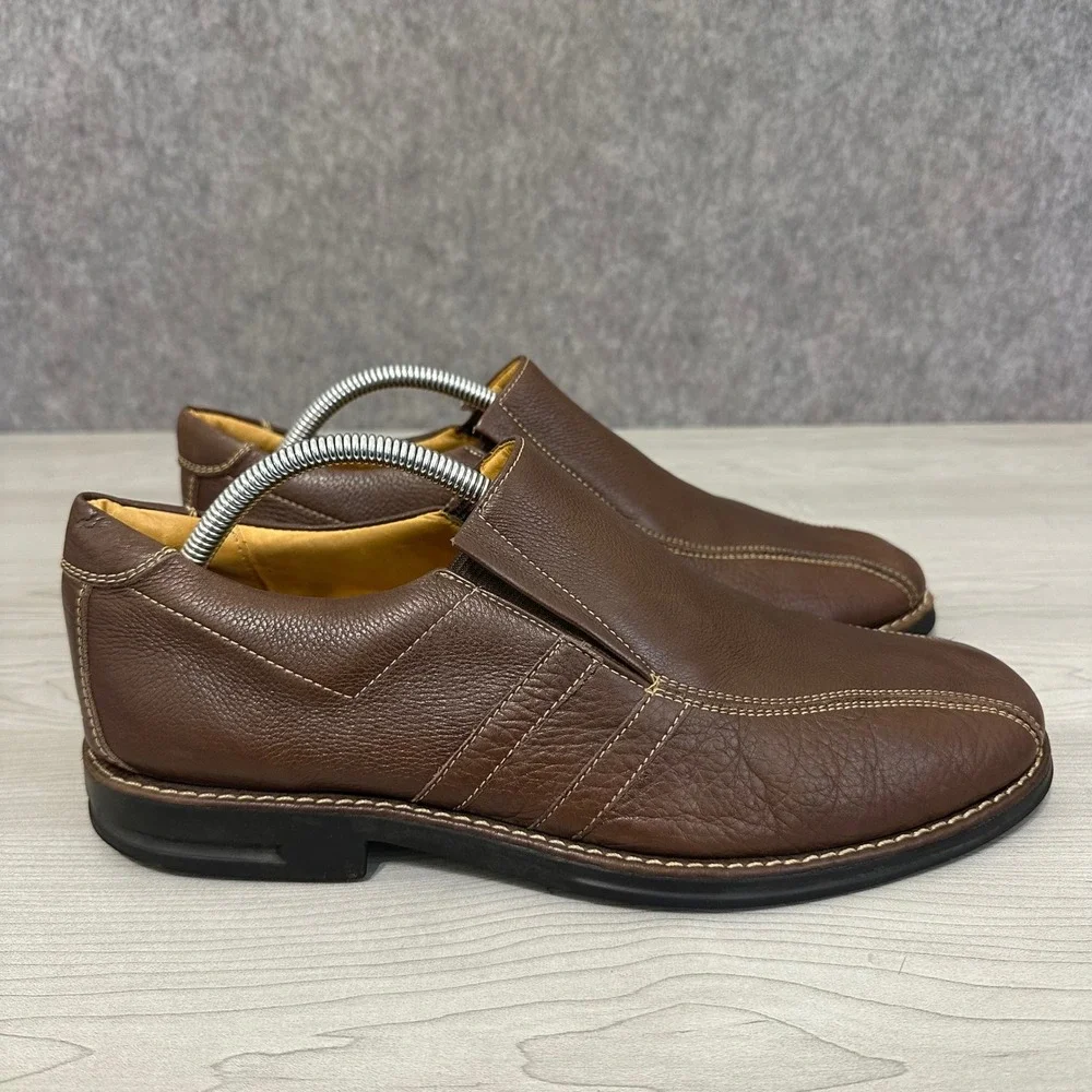 Sandro Moscoloni Slip On Loafers Mens 10.5 Brown Leather Contrast Stitch Brazil