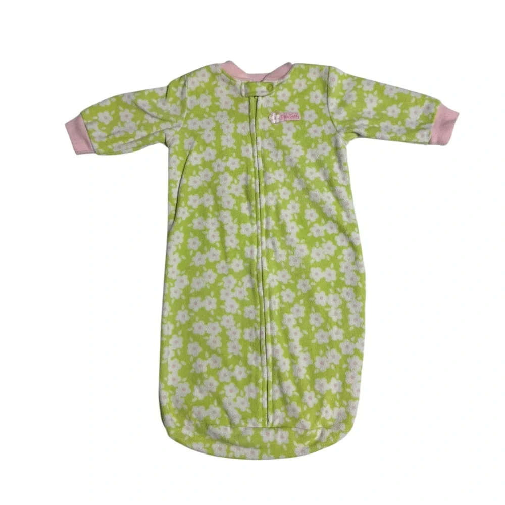Carter's Baby Girl Green Daisy  Floral Fleece Sleep Sack Gown One Size