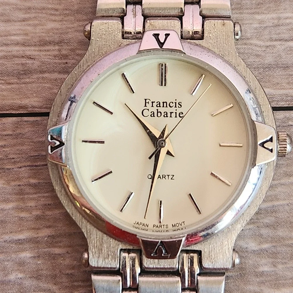 Francis Cabarie Womens Quartz Round Wrist Watch Steel‎ Band New Battery Working