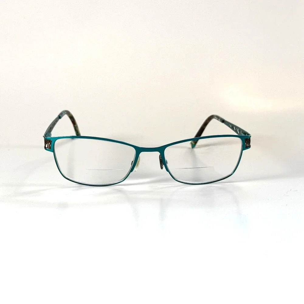 Karen Kane‎ Kokia Eyeglasses Frames Only 53-17-135 Teal Metal Womens Full Rim