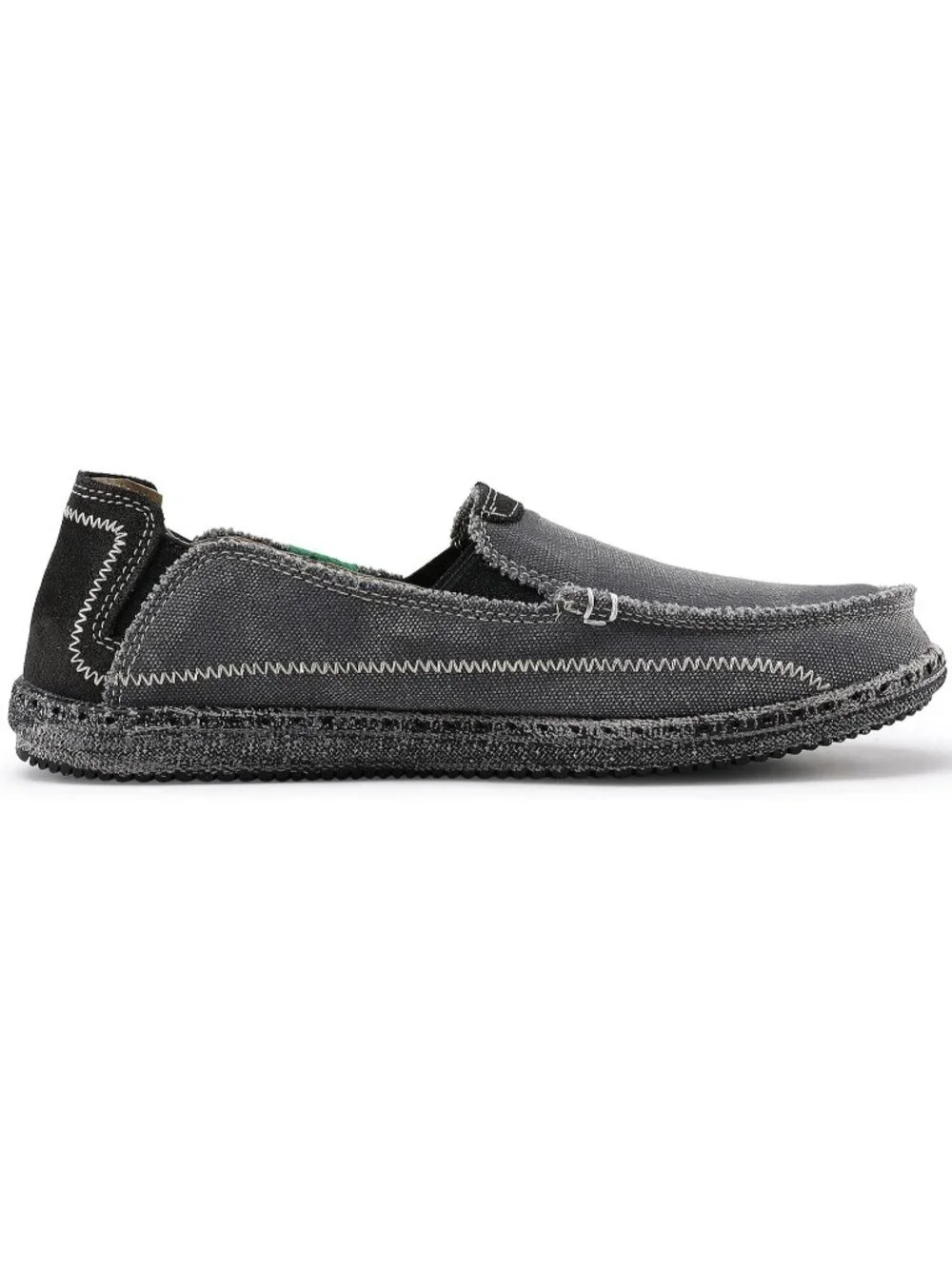 VILOCY Men's Grey Rubber Canvas Slip On Loafers Drop Vintage Flat Casual Shoes